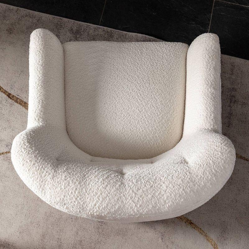 Cream Barrel Swivel Accent Chair with Wood Frame