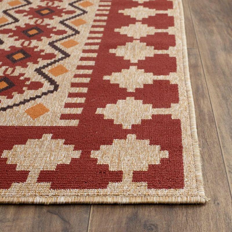 Veranda 24" Red and Natural Synthetic Non-Slip Outdoor Accent Rug