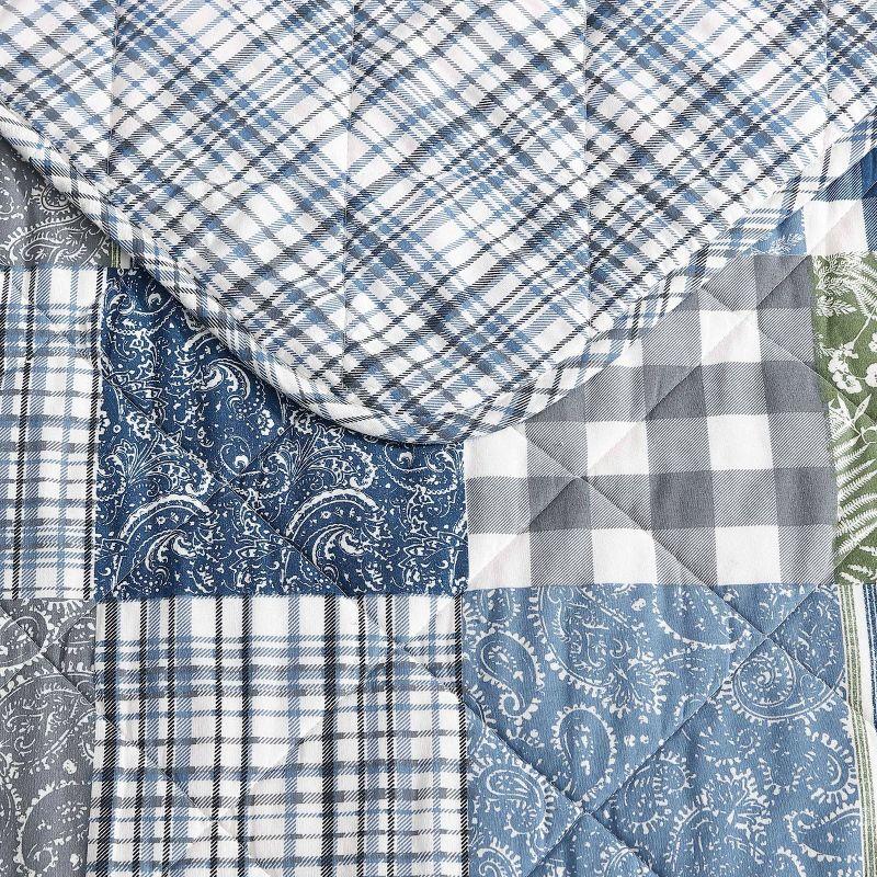 Eddie Bauer Cozy Plaid Patchwork 100% Cotton Quilt Set Blue