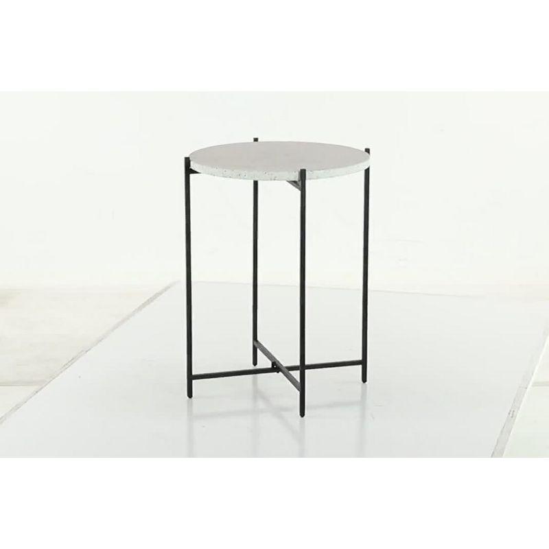 Elegant Black Terrazzo Round Accent Table with Metal Base