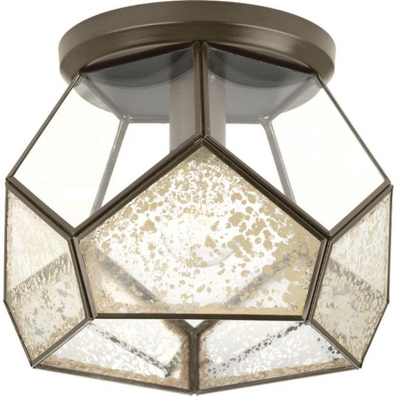 Antique Bronze Geometric Glass Flush Mount Light