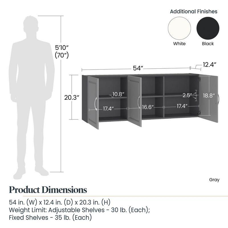 Kendall 54" Wall Cabinet, Graphite Gray/Light Gray