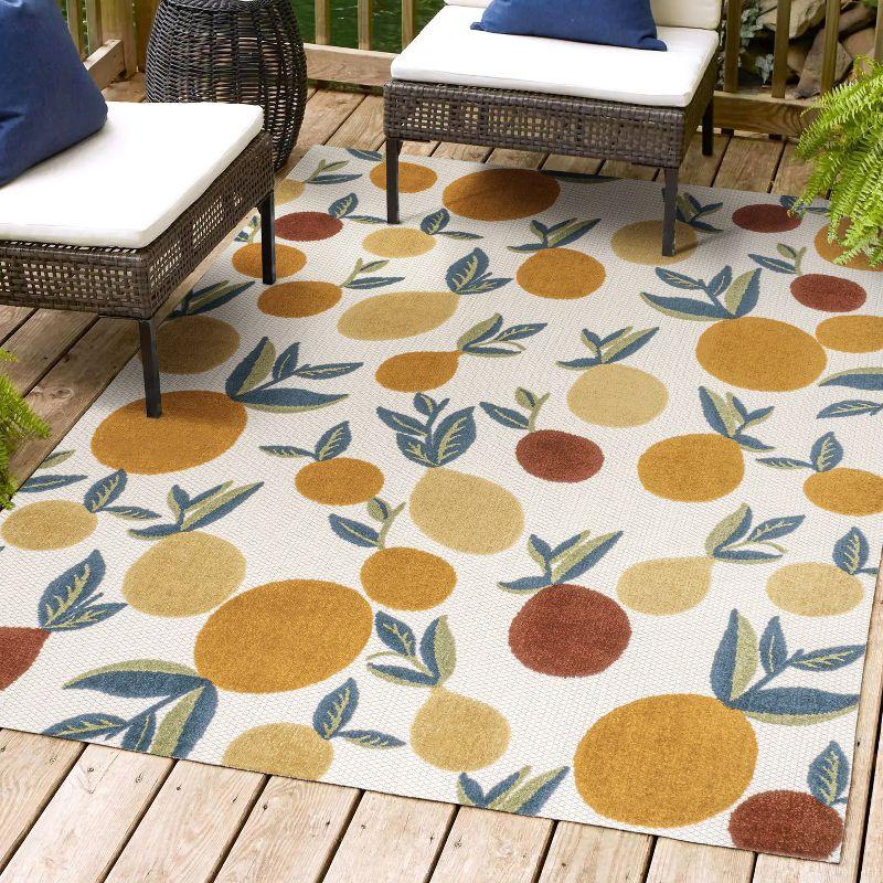 4' x 6' Limone Bold Lemon High-Low Indoor/Outdoor Area Rug, Orange/Beige/Cream - JONATHAN Y