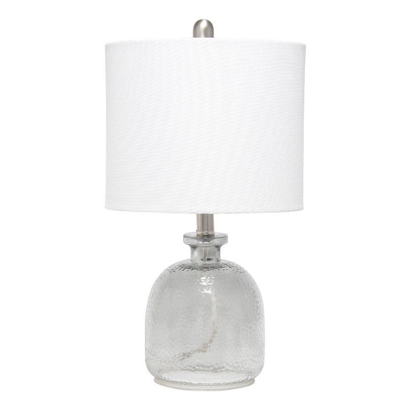 20" Gray Hammered Glass Table Lamp with White Linen Shade