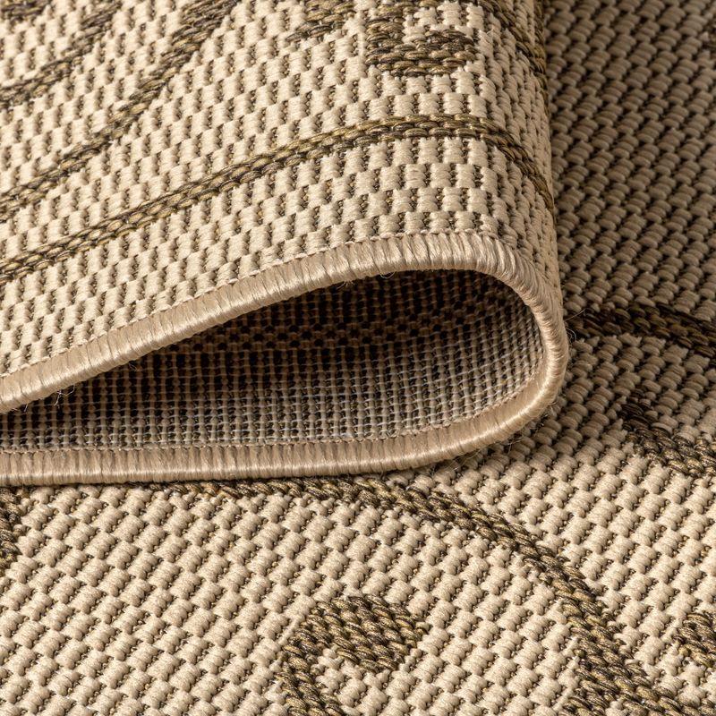 2' X 10' Charleston Vintage Filigree Textured Weave Indoor/Outdoor Runner Rug, Beige/Brown - JONATHAN Y