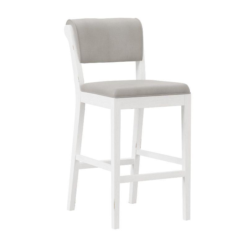 Clarion White Wood Upholstered Bar Height Stool