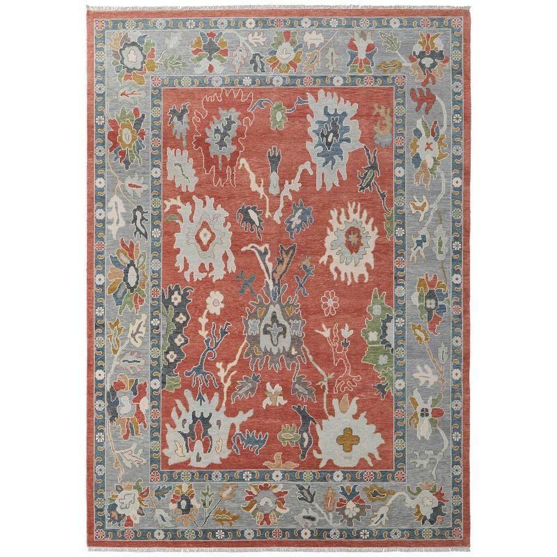 Karina Transitional Floral & Botanical Red/Gray/Ivory Area Rug
