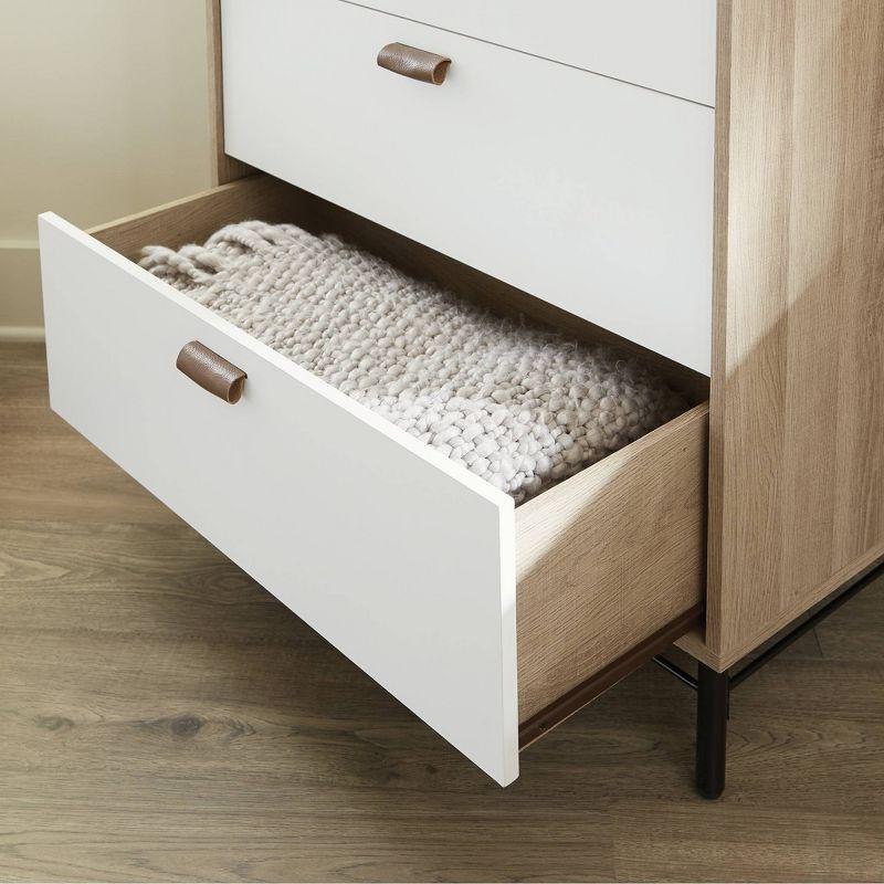 Sky Oak and White 4-Drawer Vertical Chest with Soft Close