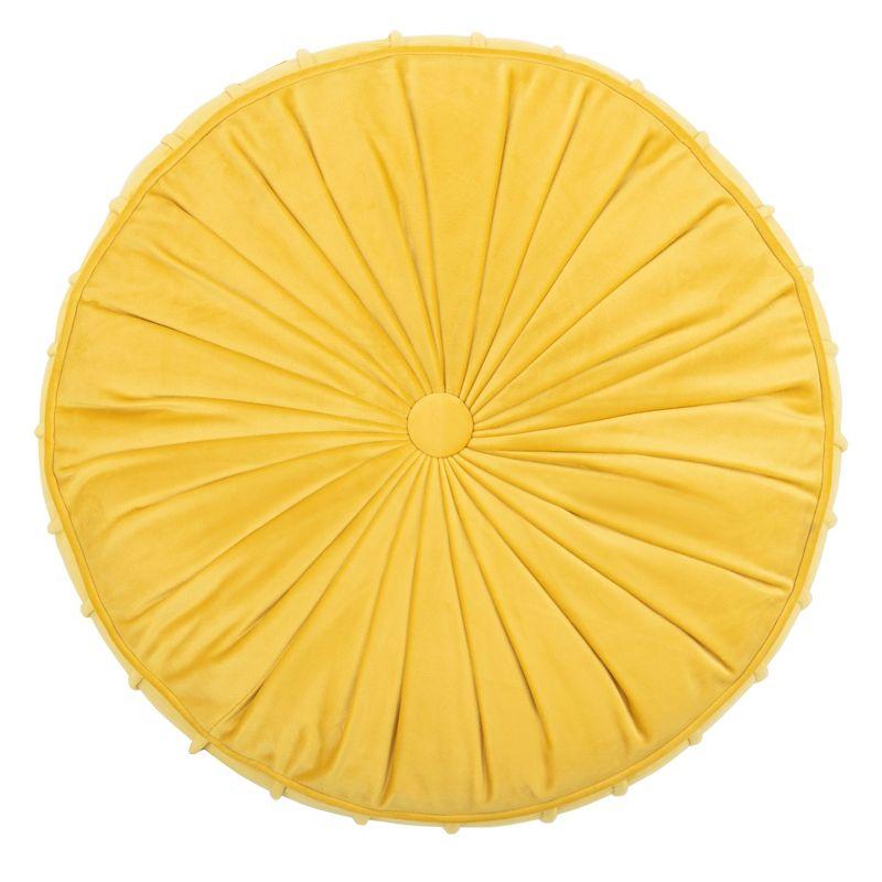 Mustard Yellow Velvet Round Tufted Floor Pillow