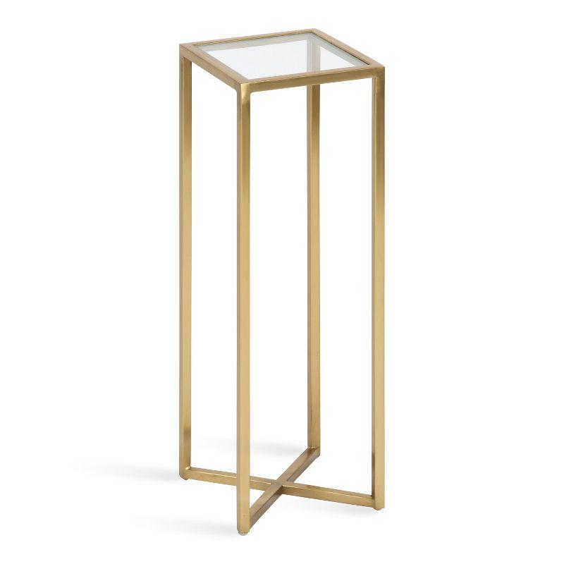 Jaspur Gold and Clear Square Metal and Glass Accent Table