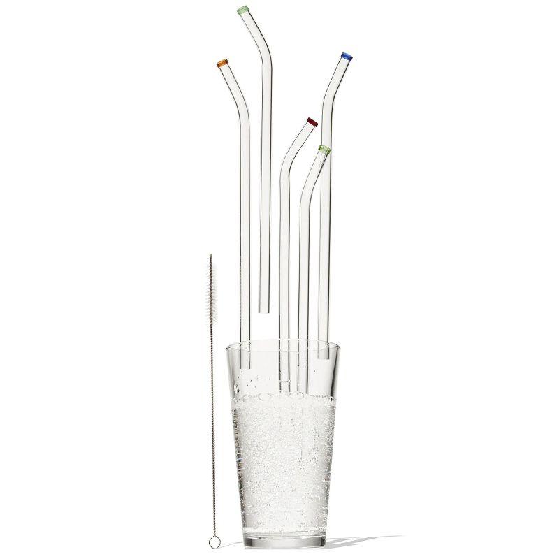 Better Houseware Glass Straws with Cleaning Brush, Set of 5