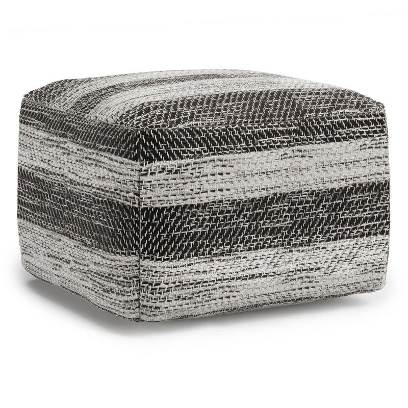 Simpli Home Clay 18"W Upholstered Cotton Square Pouf