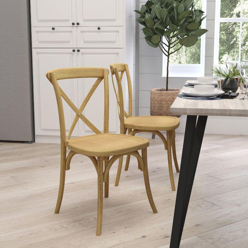 Natural Ash Wood High Cross Back Bistro Side Chair