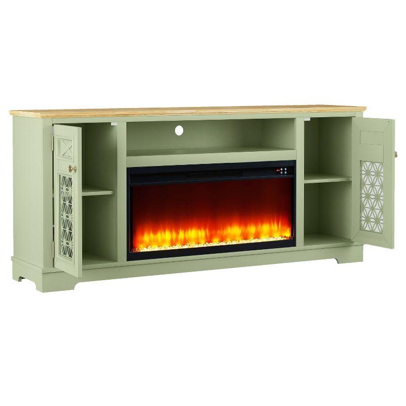 Festivo Farmhouse 70" TV Stand for TVs up to 80" with Fireplace Green