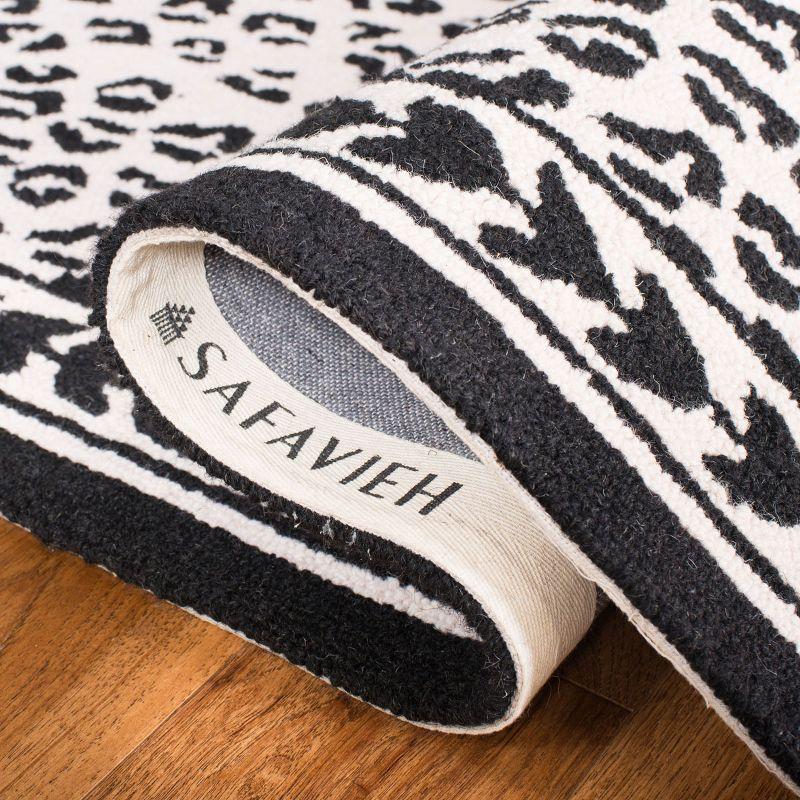 Chelsea White and Black Hand Hooked Wool Animal Print Rug