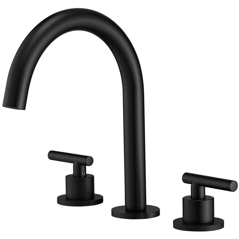 Matte Black Widespread Double Handle Bathroom Faucet with Pop-Up Drain