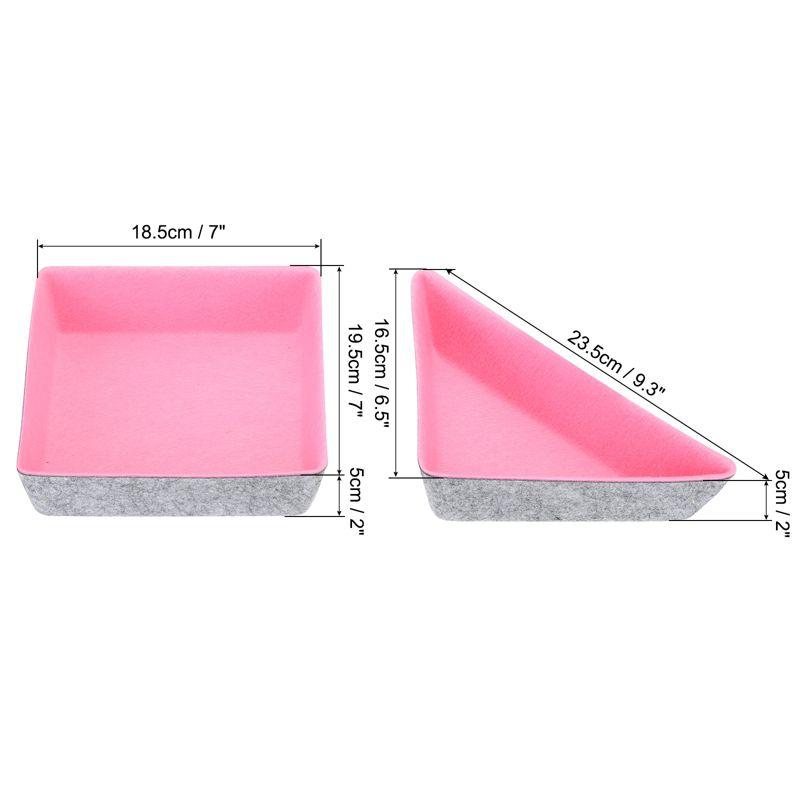 Unique Bargains Felt Square and Triangle Desk Drawer Organizers Tray 3 Pcs Gray/Pink