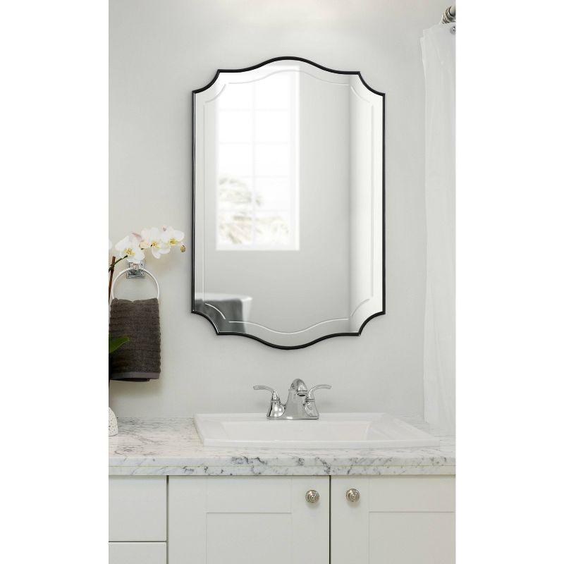 20" x 30" Hollyn Decorative Framed Wall Mirror Black - Kate & Laurel All Things Decor: Scalloped Edge, V-Groove, Hangs Both Ways