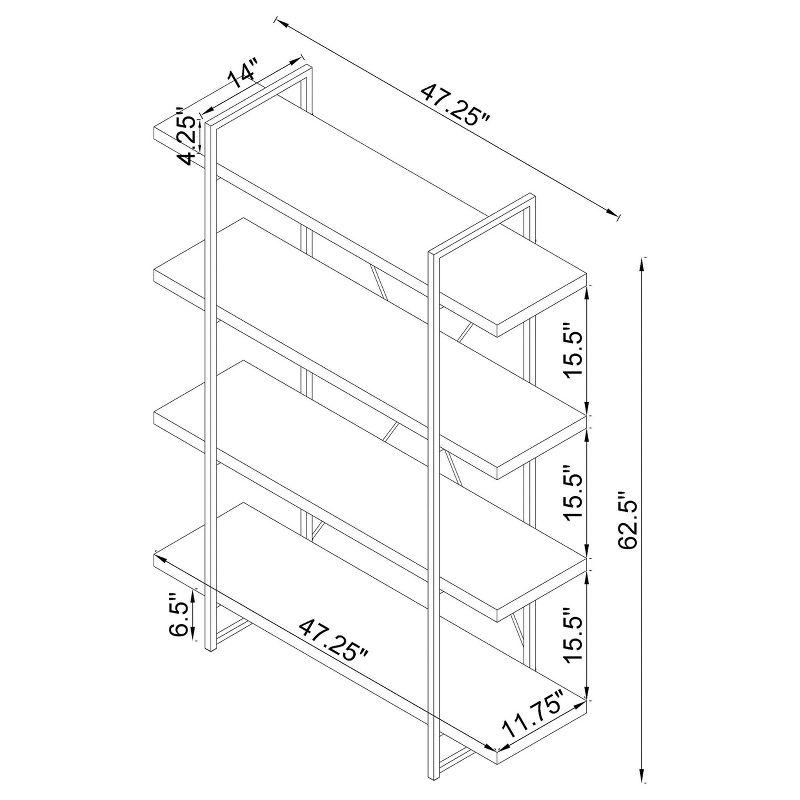 62.5" Grimma 4 Shelf Bookcase Rustic Gray - Coaster