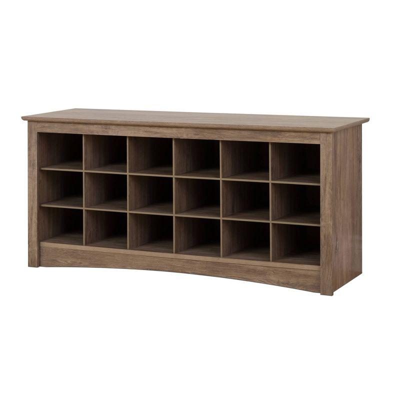 Drifted Gray Entryway Shoe Storage Bench with 18 Cubbies