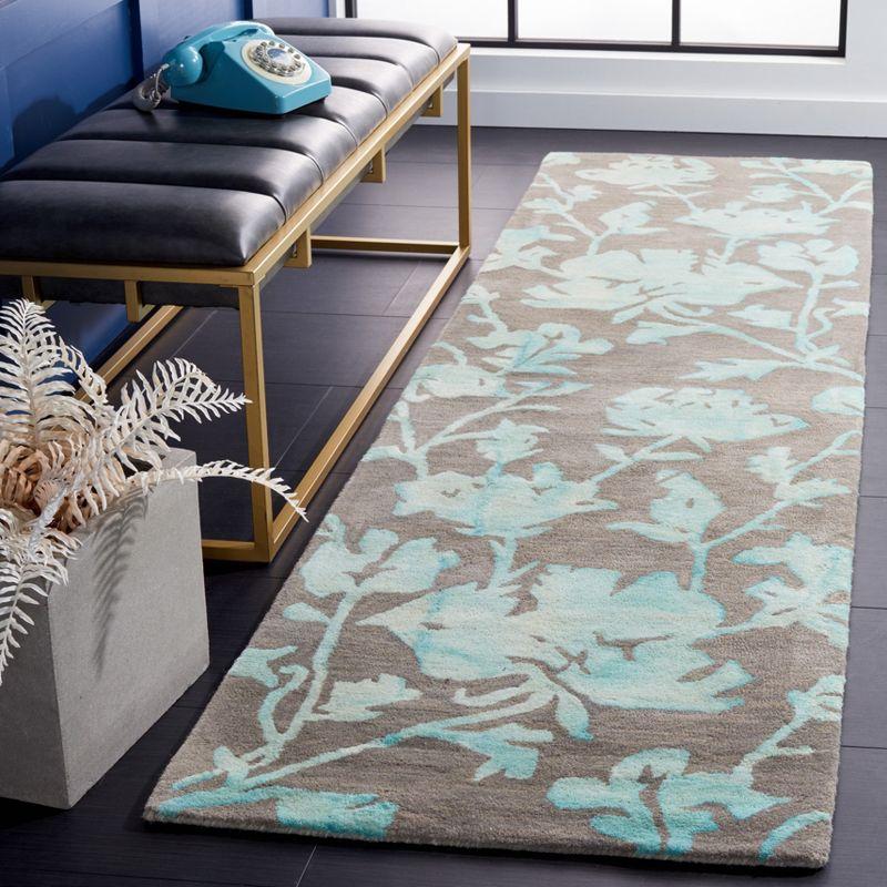 Dip Dye DDY716 Hand Tufted Runner Rug - Grey/Turquoise - 2'3"x10' - Safavieh.