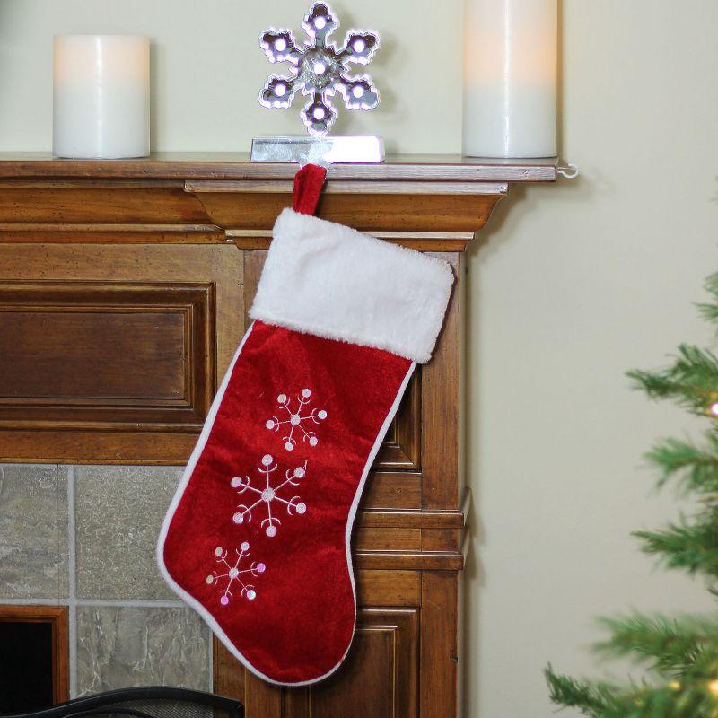 Northlight 19" Red and White Snowflake Embroidered Christmas Stocking