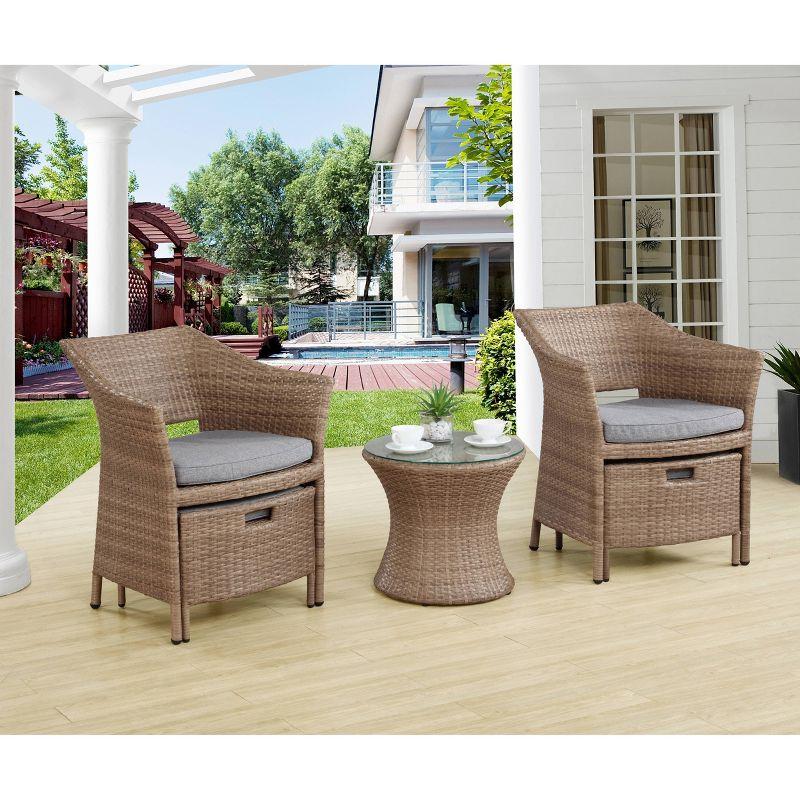 Kokoli 5pc Conversation Set - Brown - Alaterre Furniture: Outdoor Patio Furniture with Cushions, No Assembly Required