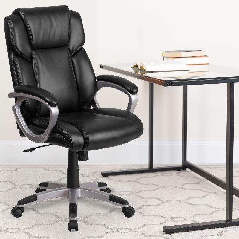 Flash Furniture Mid-Back Black LeatherSoft Executive Swivel Office Chair with Padded Arms