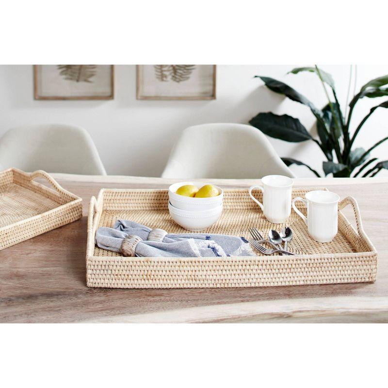 Set of 2 Handwoven Bamboo Trays Natural - Olivia & May