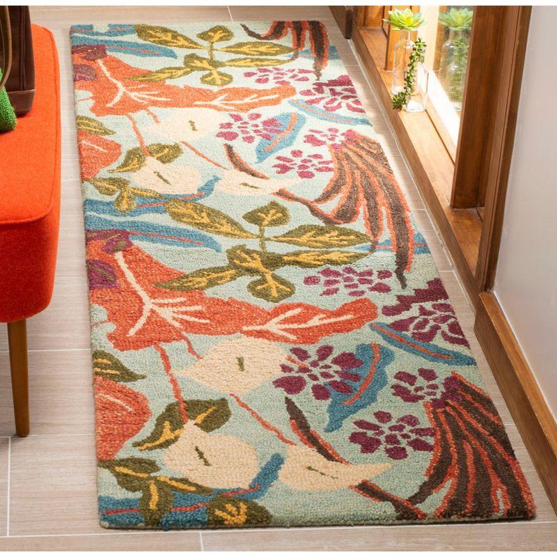 Blossom BLM674 Hand Hooked Runner Rug - Blue/Multi - 2'6"x12' - Safavieh.