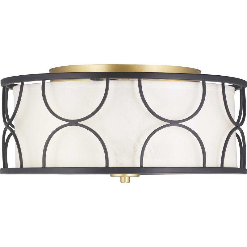 Progress Lighting Landree 3-Light Flush Mount, Black Finish, White Silk Shade