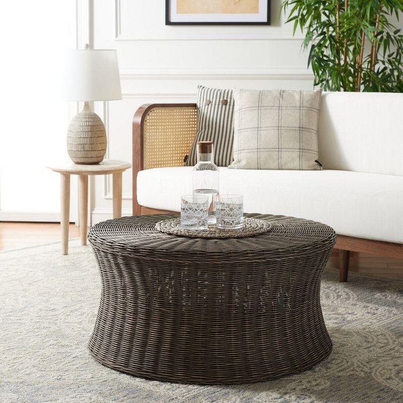 Ruxton Dark Brown Round Rattan Cocktail Table