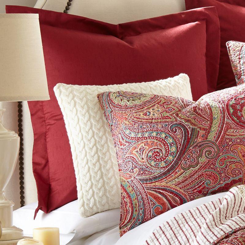 Spruce Red Cotton Quilted Euro Sham Set, 26 x 26 Inches