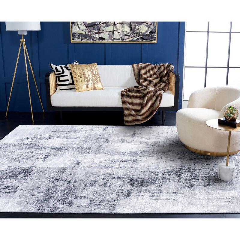 Amelia 6'7" Square Grey and Ivory Abstract Area Rug