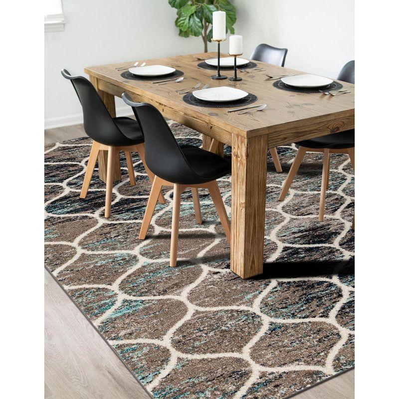 Unique Loom 2' 0 x 3' 0 Trellis Frieze Rounded Blue Multi Area Rug