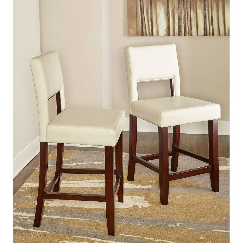 Linon 24" Vega Padded Back and Seat Faux Leather Counter Height Barstool Hardwood White: Rubberwood Legs, Polyurethane Upholstery