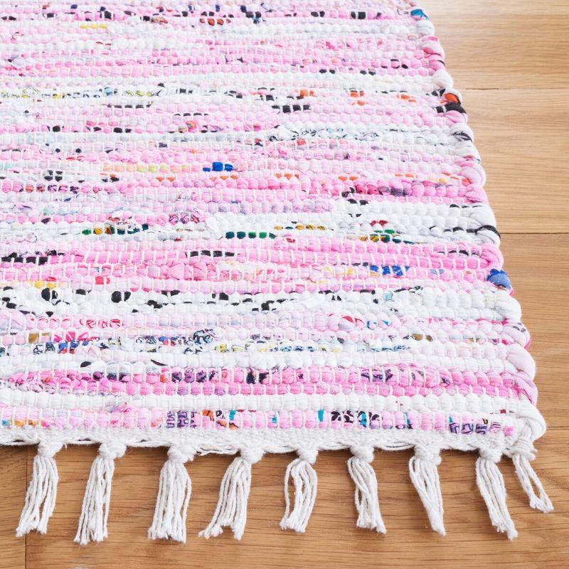 Handwoven Light Blue Cotton Rectangular Rag Rug