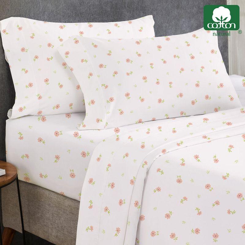 California Design Den Soft Floral Printed Full Bed Sheets Set - 400 Thread Count 100% Cotton Sateen - Soft Floral