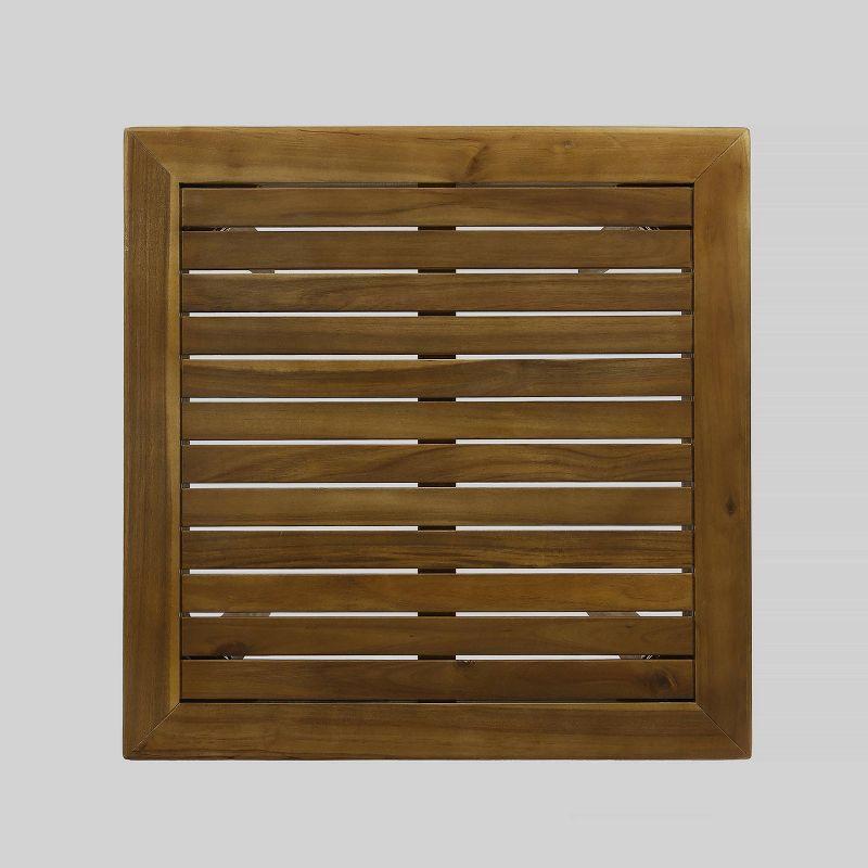 Polaris Acacia Wood Square Bar Table Teak - Christopher Knight Home: Outdoor Patio Furniture, Weather-Resistant