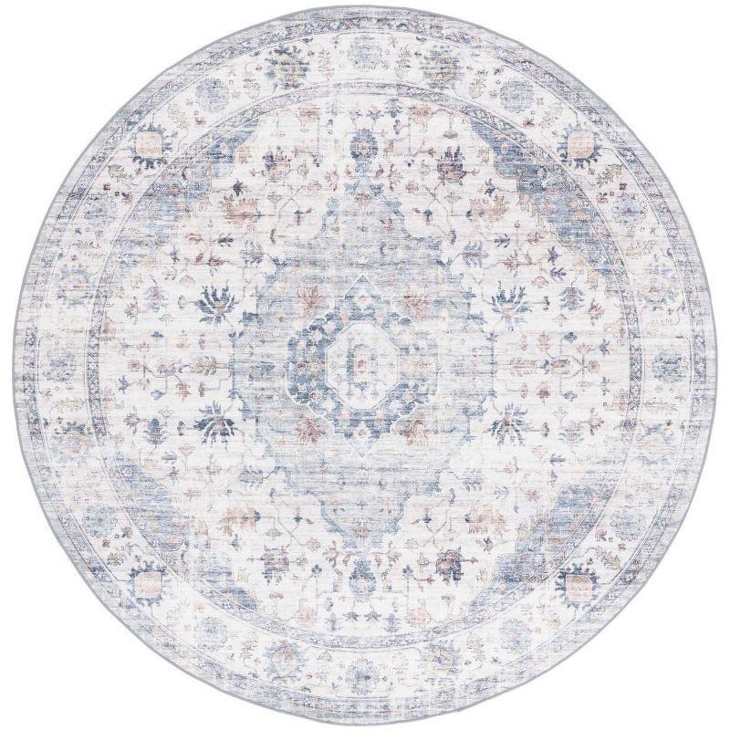 Arizona ARZ517 Power Loomed Machine Washable Area Rug - Light Blue/Ivory - 6' Round - Safavieh.