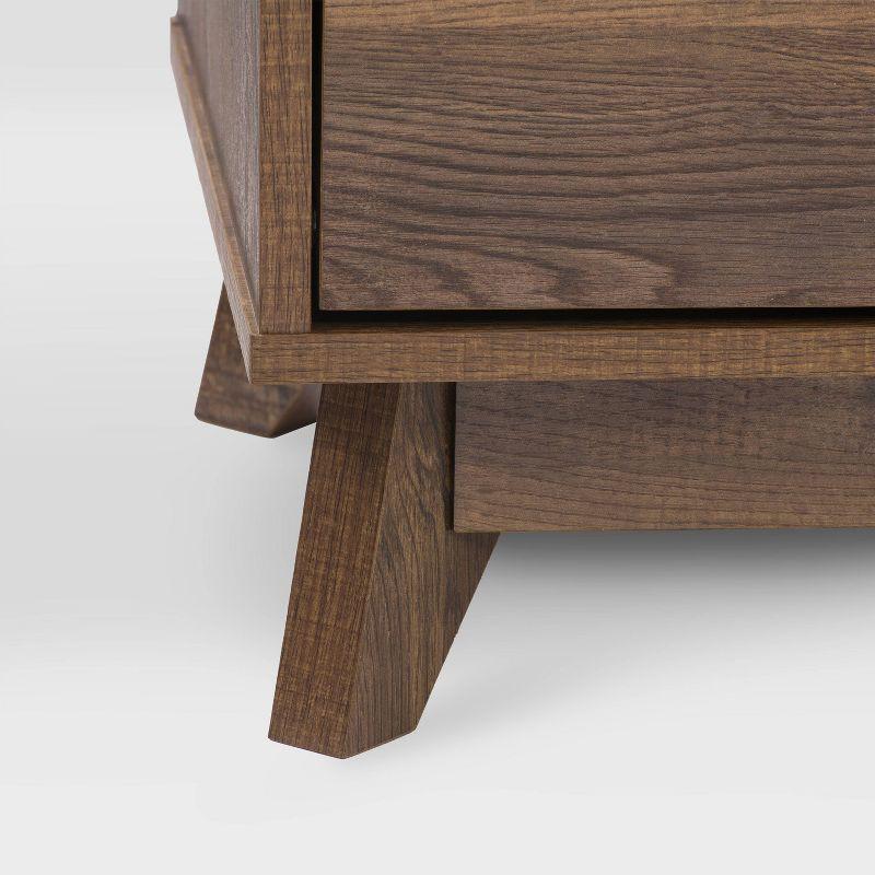 Hollywood Wood Grain TV Stand for TVs up to 85" with Drawers Brown - CorLiving: Mid-Century Modern Media Console