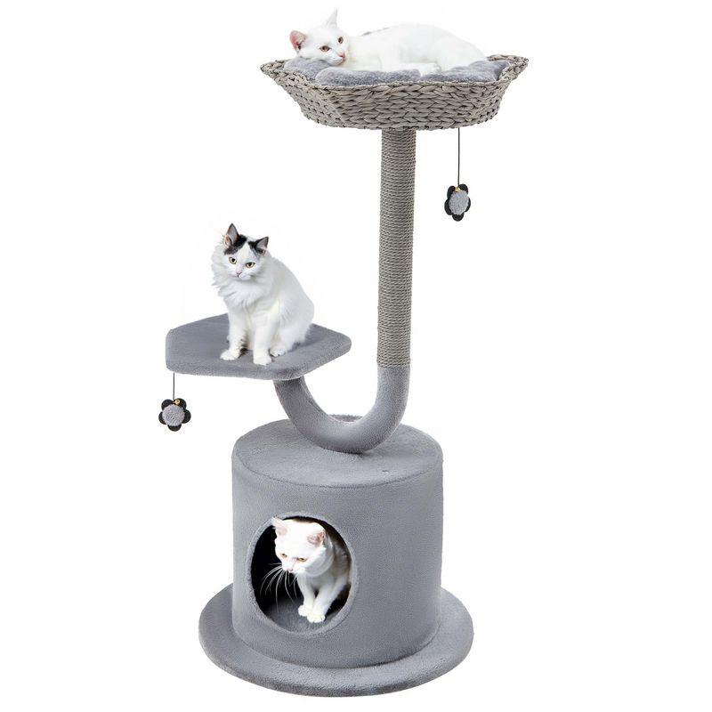 Costway 42'' Cat Tree Tower 3-Layer Activity Center with Scratching Post Condo & 2 Perches