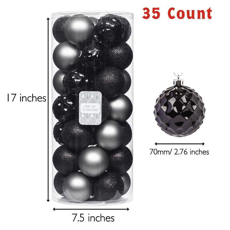 Every Day is Christmas Ornaments, Shatterproof Christmas Tree Ornament Set, Christmas Balls Decoration 35 Count (2.76"/70mm)