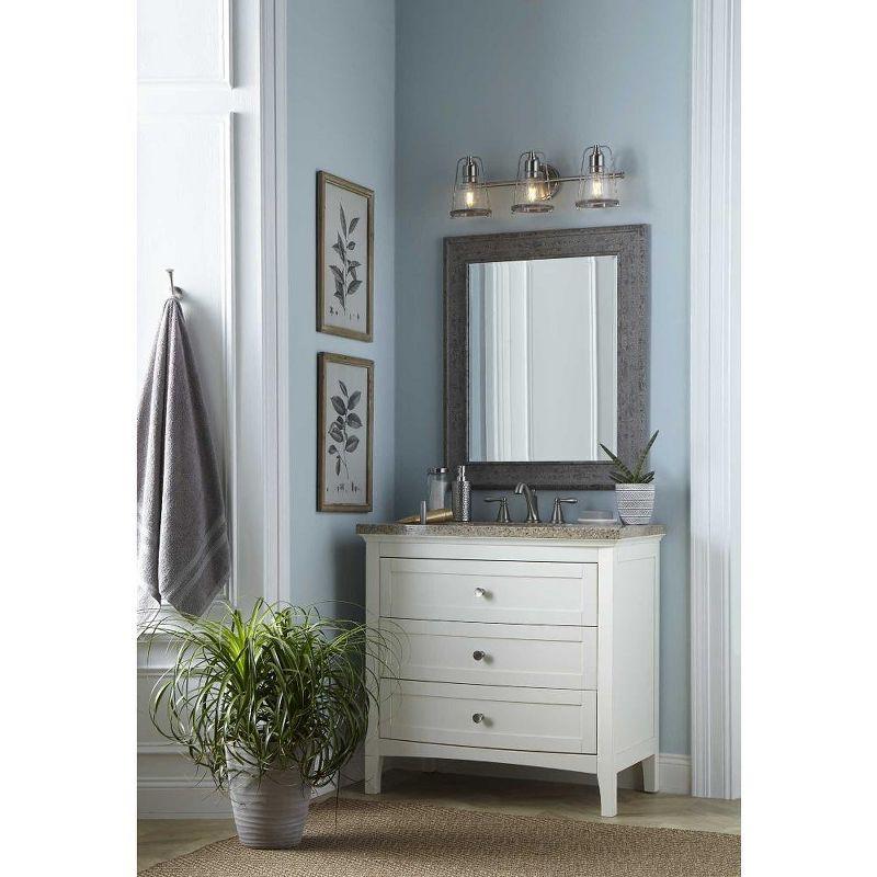 Progress Lighting Conway 3-Light Bath Vanity Light, Steel, Matte Black, Clear Seeded Glass Shade