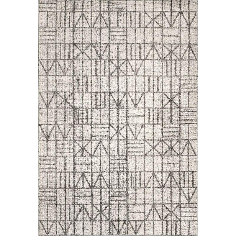 Modern Geometric 5'3" x 7'7" Synthetic Gray Area Rug