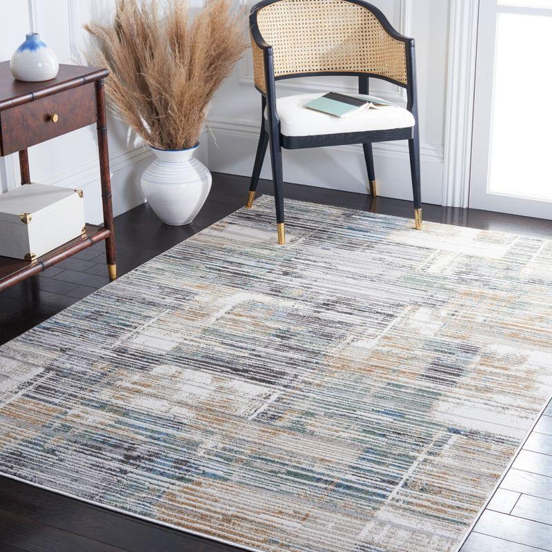 Bel Air Contemporary Gray and Gold 8' x 10' Synthetic Area Rug