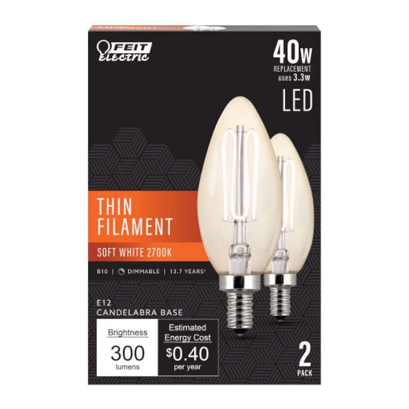 Clear Dimmable LED Mini Candelabra Bulb, Soft White, 40W Equivalent