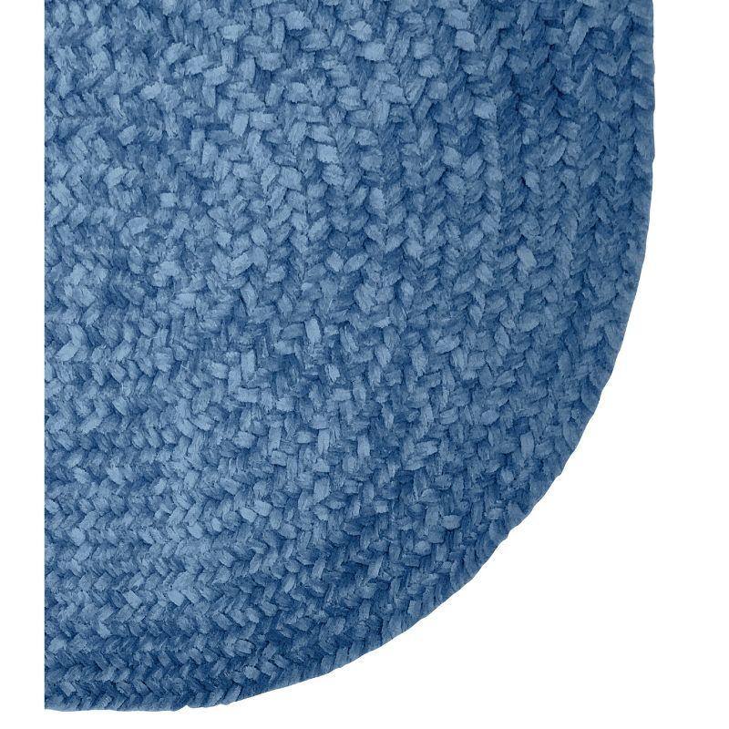 Elegant Smoke Blue Chenille Oval Braided Rug 4' x 6'