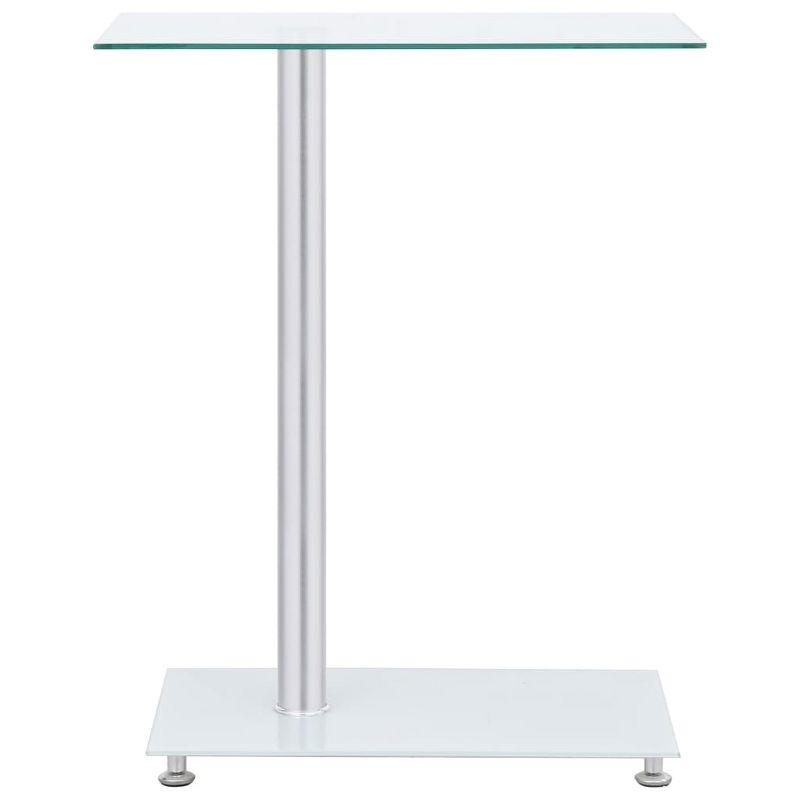 Transparent Tempered Glass and Metal U-Shaped Side Table