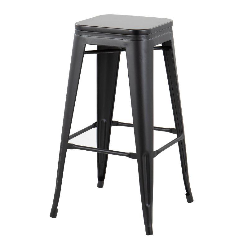 Industrial Charm 30'' Black Wood and Metal Bar Stool